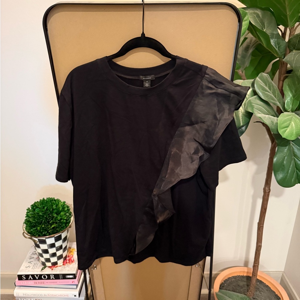 Halogen Black Top with Sheer Detail